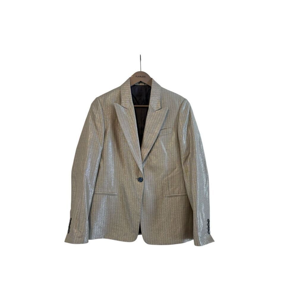 Golden Goose Virgin Wool Metallic Shimmer Pinstripe Jacket Blazer Size Small - Picture 1 of 8